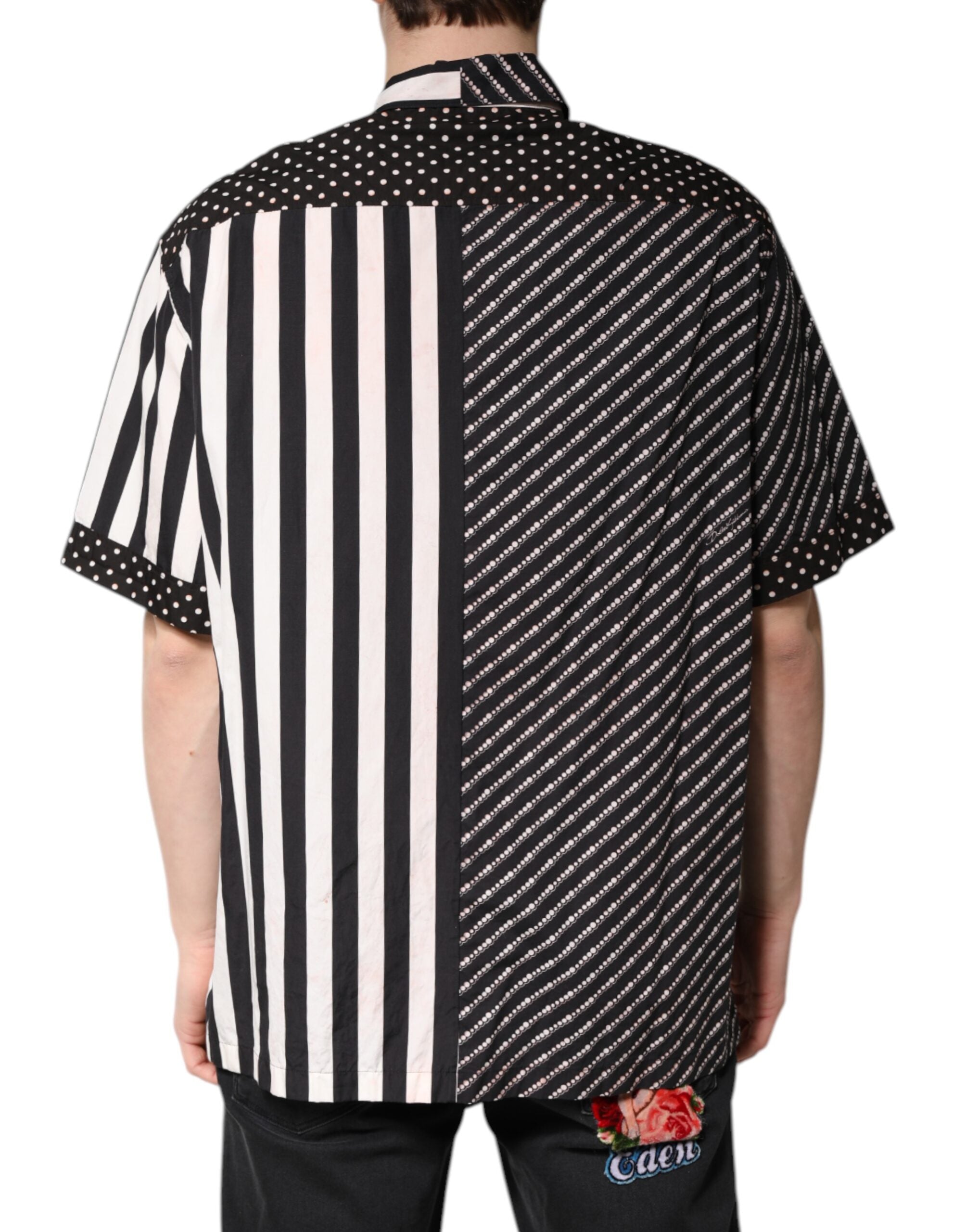 Dolce & Gabbana black and white striped button down casual shirt